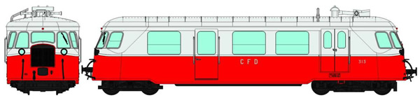 REE Modeles VM-001S - French Billard Railcar CFD N°313, 2 Lights, Red/Cream Era III - DCC Sound
